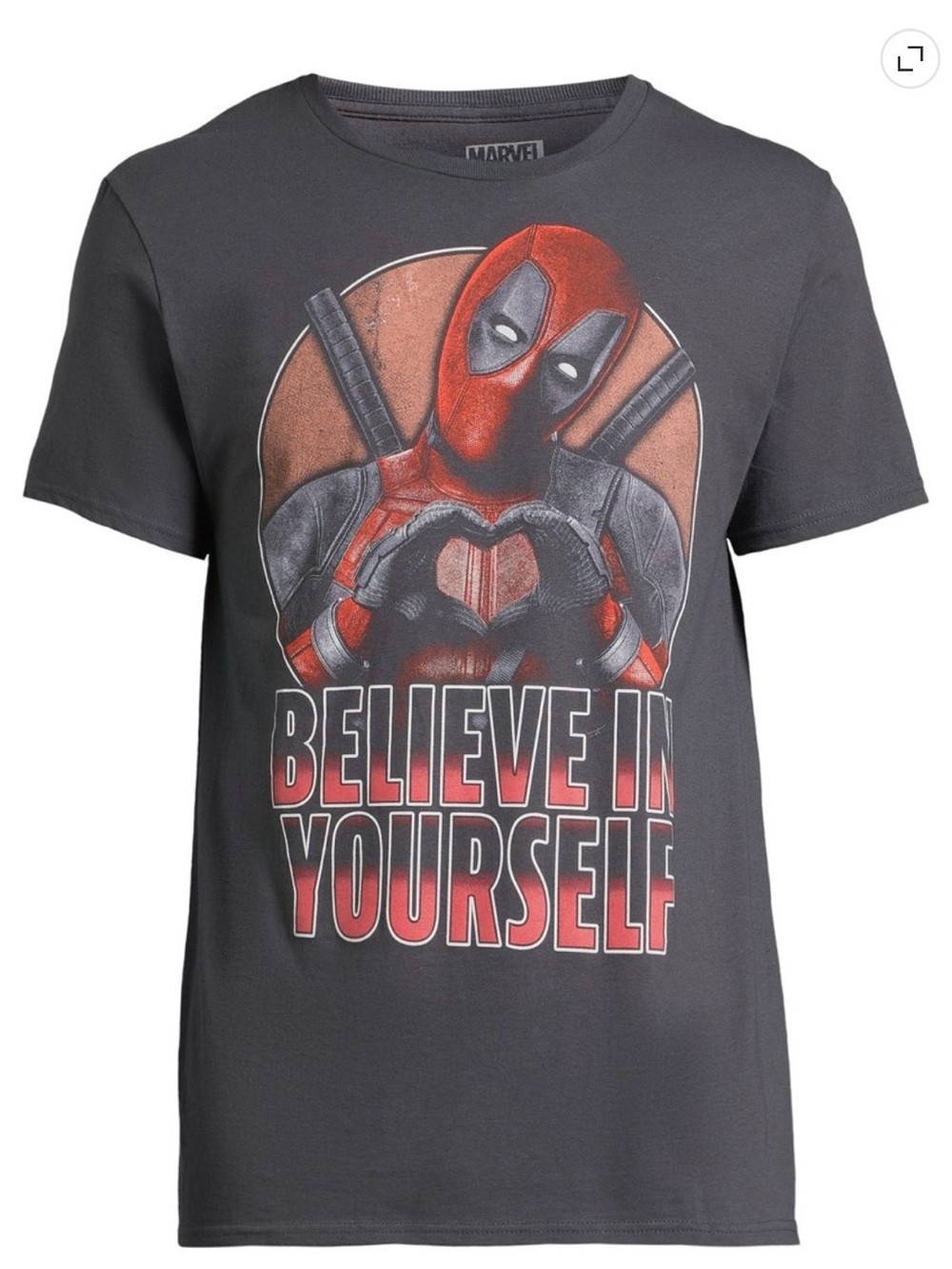 Deadpool Marvel Deadpool Graphic Tee - Charcoal and Red